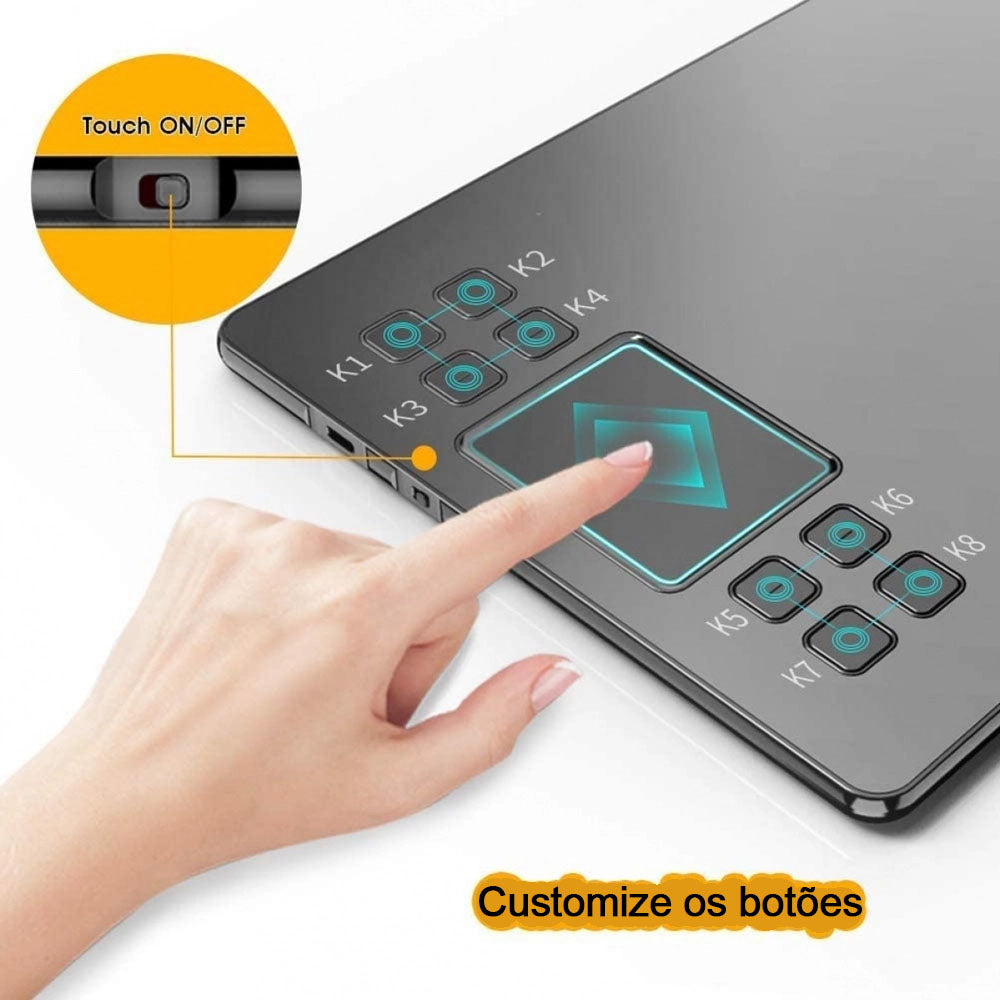 Veikk A50 tablet 10x6 Polegadas 8 teclas expressas e gesto touch-pad 8192 níveis de pressão arte gráfico