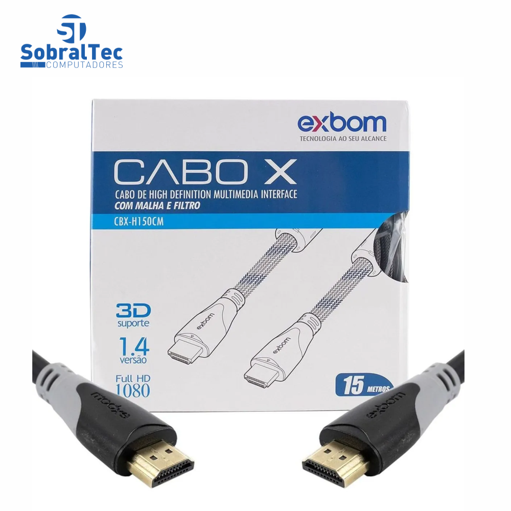 Cabo Hdmi 15Mt Exbom Cbxh150cm Malha