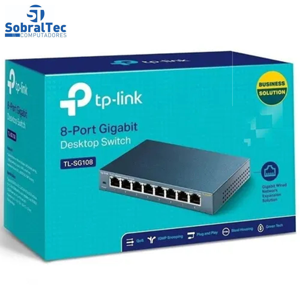 Switch 8 Portas Tp-Link TL-SG108 Gigabit 10/100/1000