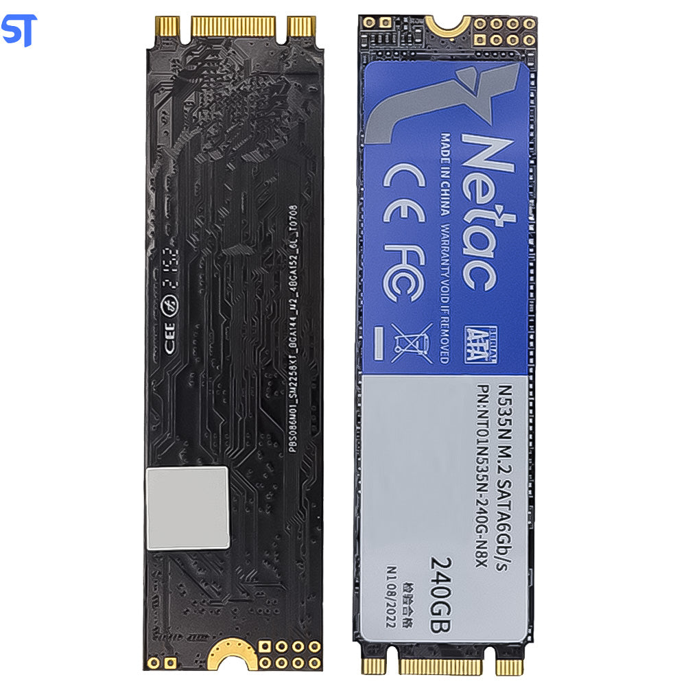 HD SSD M.2 Netac 240GB 2280 SATAIII 6GB/s Leitura 560 MB/s Escrita 520 MB/s