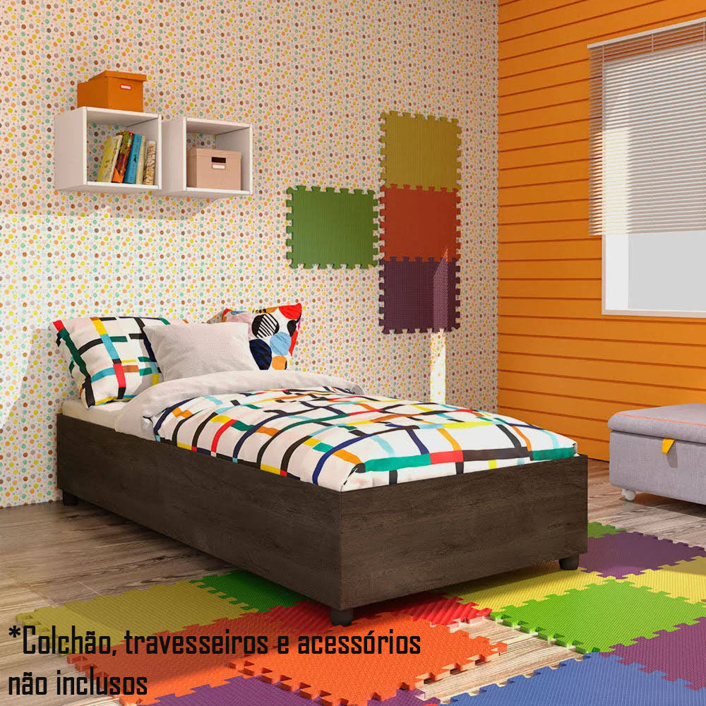 Cama Box Solteiro Mônaco - Cumaru Rustic - Tcil Móveis