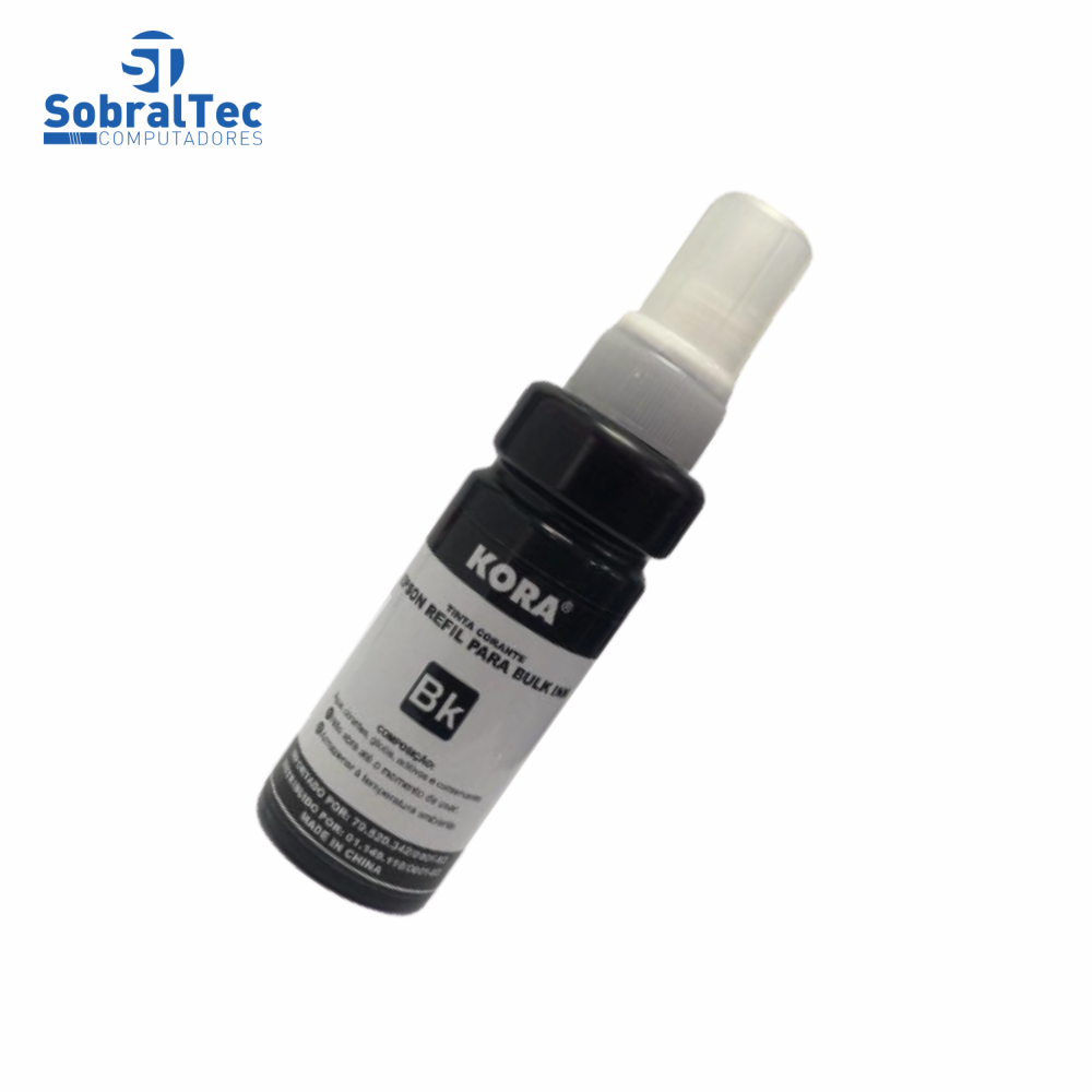 Tinta Refil Bulk Ink Bkc Compativel Epson Corante Preto 100Ml Black  Kora R-EP100BK