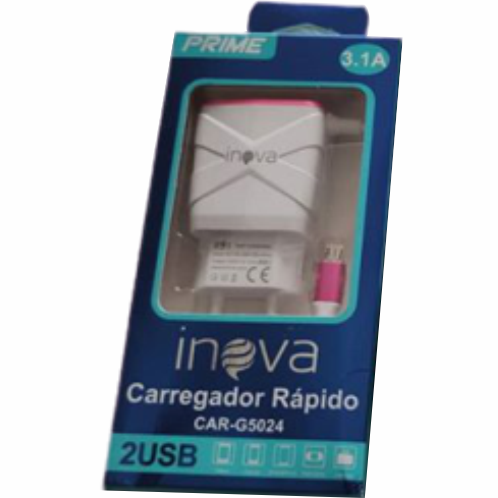 Carregador Inteligente Celular V8 1,20 Metros Com 2 Usb 3.1a Inova CAR-G5177
