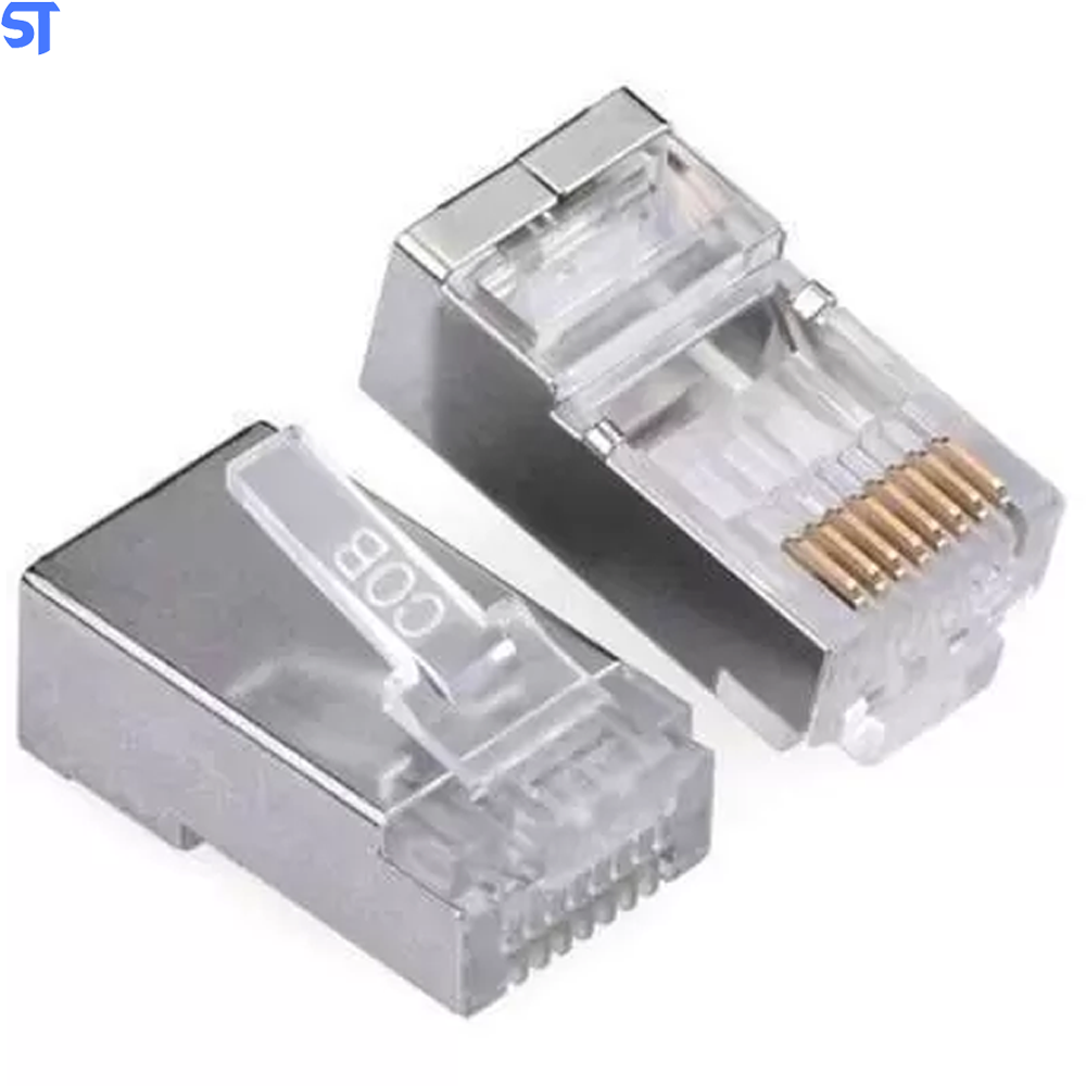 Conector Rj45 Cristal Blindado 8p8c Cat6e Exbom C6m100 Sup Gigabit Ethernet 30m Banhado de Ouro