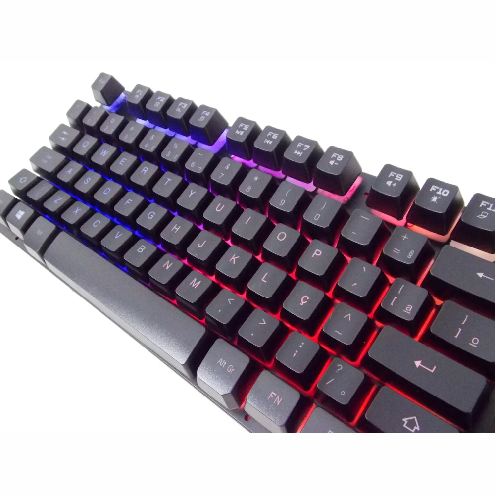 Teclado Gamer Semi Mêcanico Iluminado Profissional Abnt2 Led Rgb Knup Kp-2043