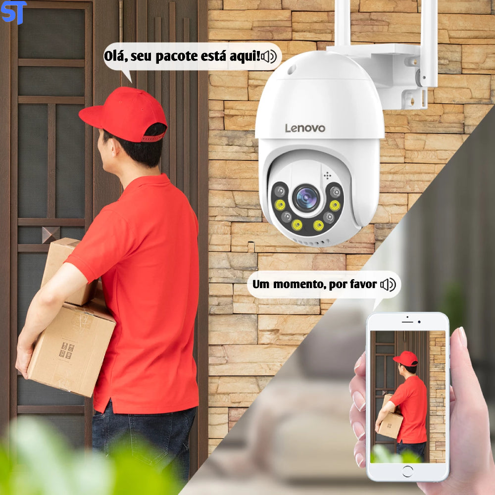 Câmera De Segurança IP Wi-Fi 3MP 5G Externa 4x zoom digital Áudio CCTV Visão Noturna - Lenovo