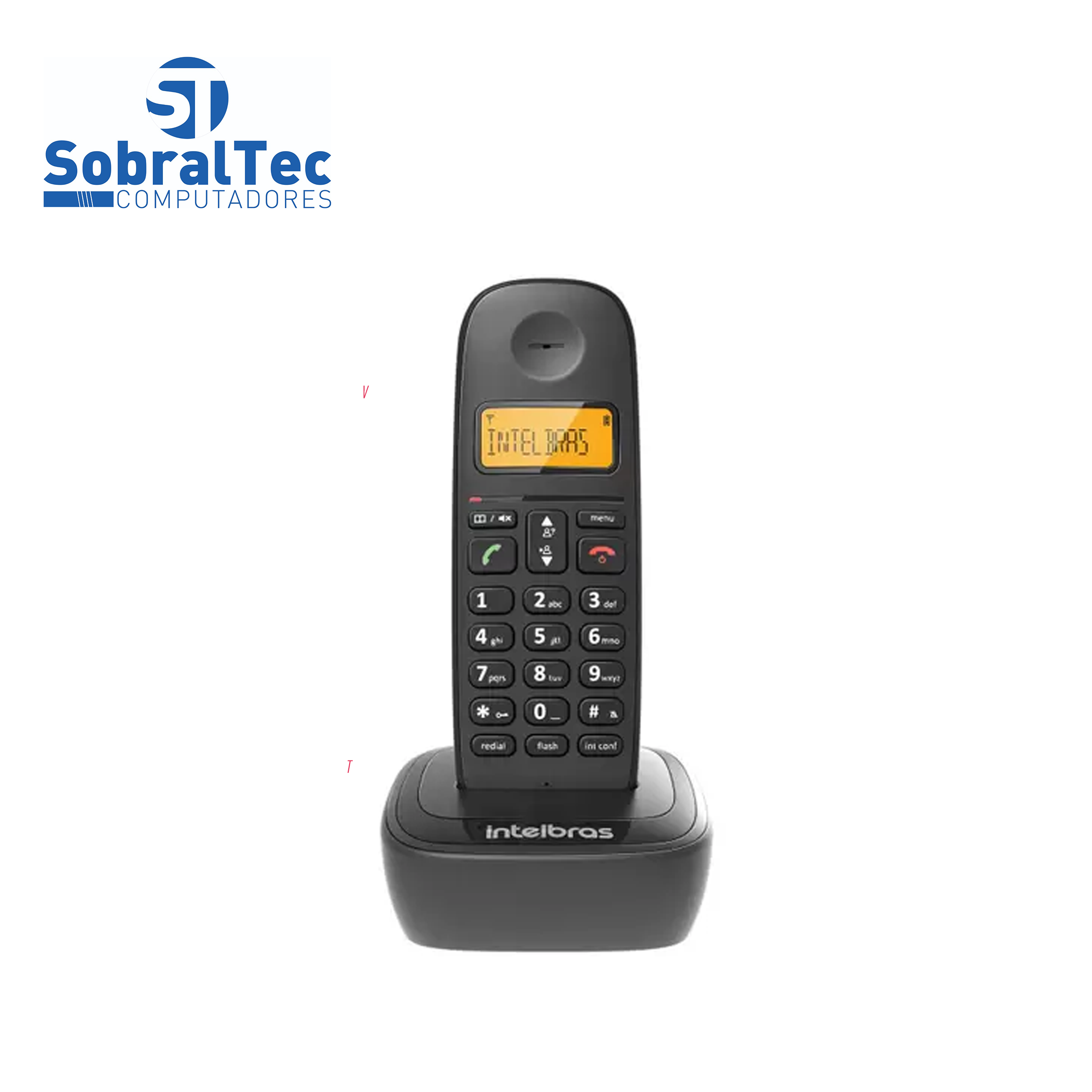 Telefone Sem Fio TS 2510 Preto Com Identificador de Chamadas Intelbras