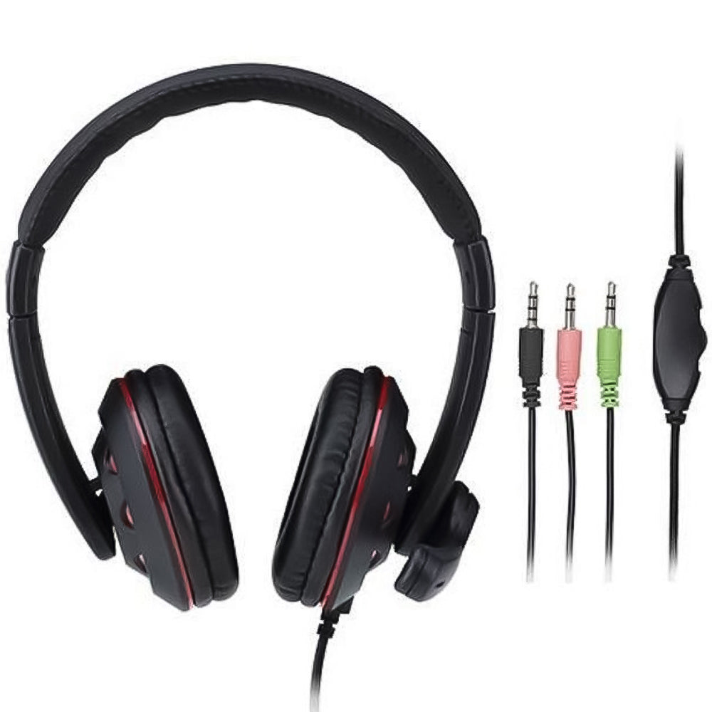 Fone de Ouvido Headset Gamer P3+P2 Preto e Vermelho Multilaser - PH335
