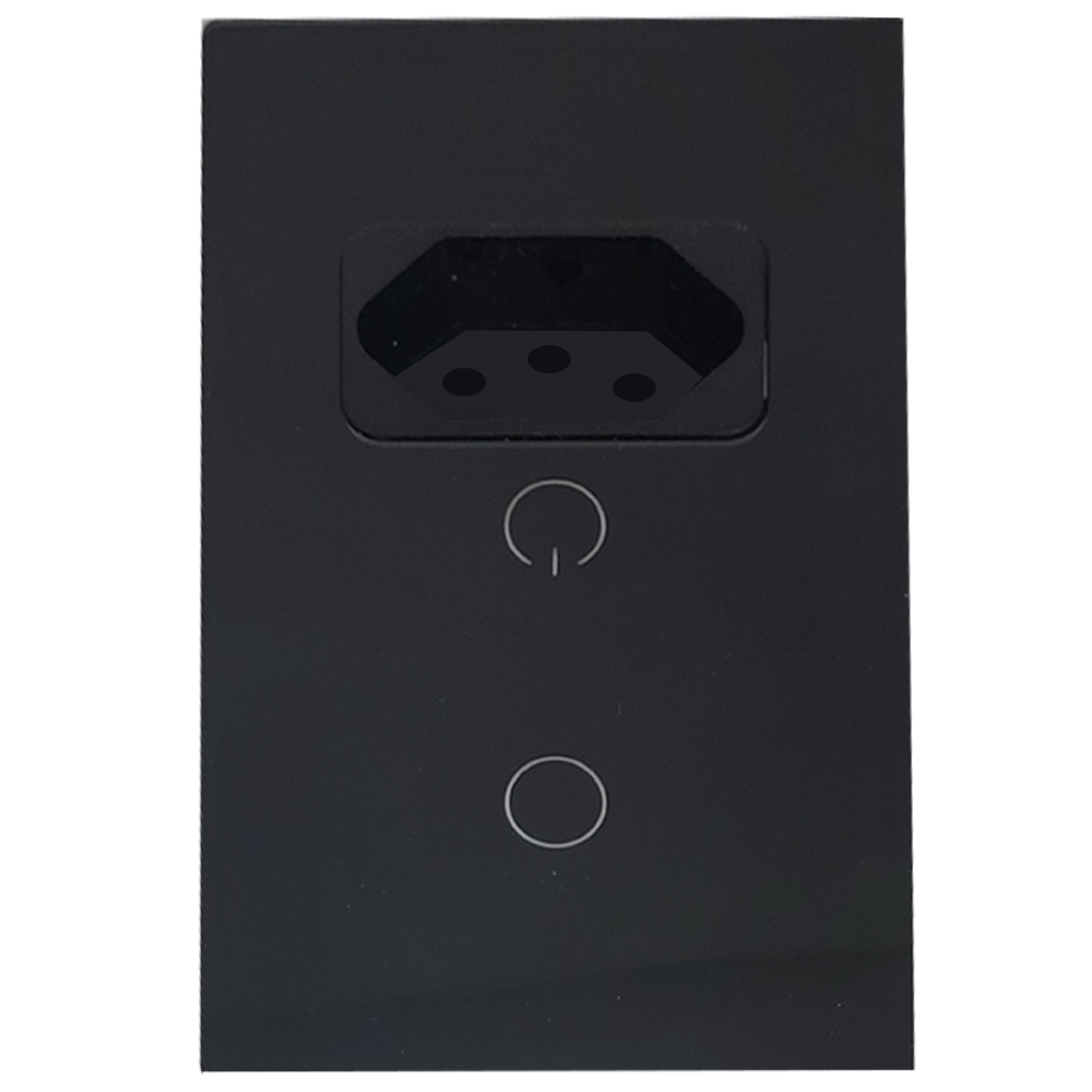 Interruptor Inteligente Para Casa Com Sokcet Padrão Brasileiro 1 Botão Com Amazon Alexa e Google Assistent Tuya - Preto