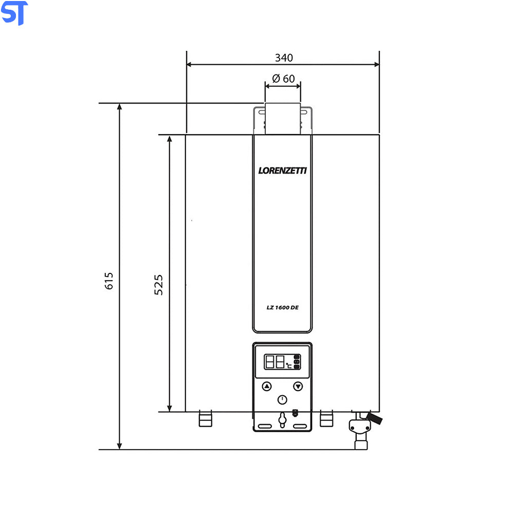 Aquecedor de Água a Gás LZ 1600DE Digital Lorenzetti 15 Litros /Minuto,  Inox