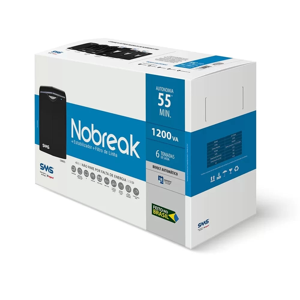 Nobreak SMS Linnus 1200va UPS PDV Bivolt Com 6 Tomadas- 27456