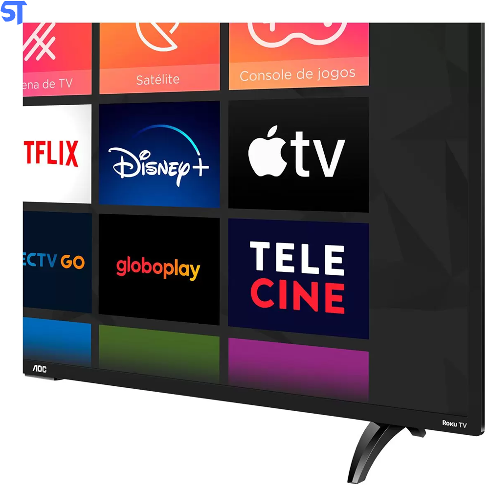 Smart TV AOC Roku LED 32'' 32S5195/78 Wi-Fi 3 HDMI 1 USB com Controle Remoto Com Atalhos Roku Mobile Miracast