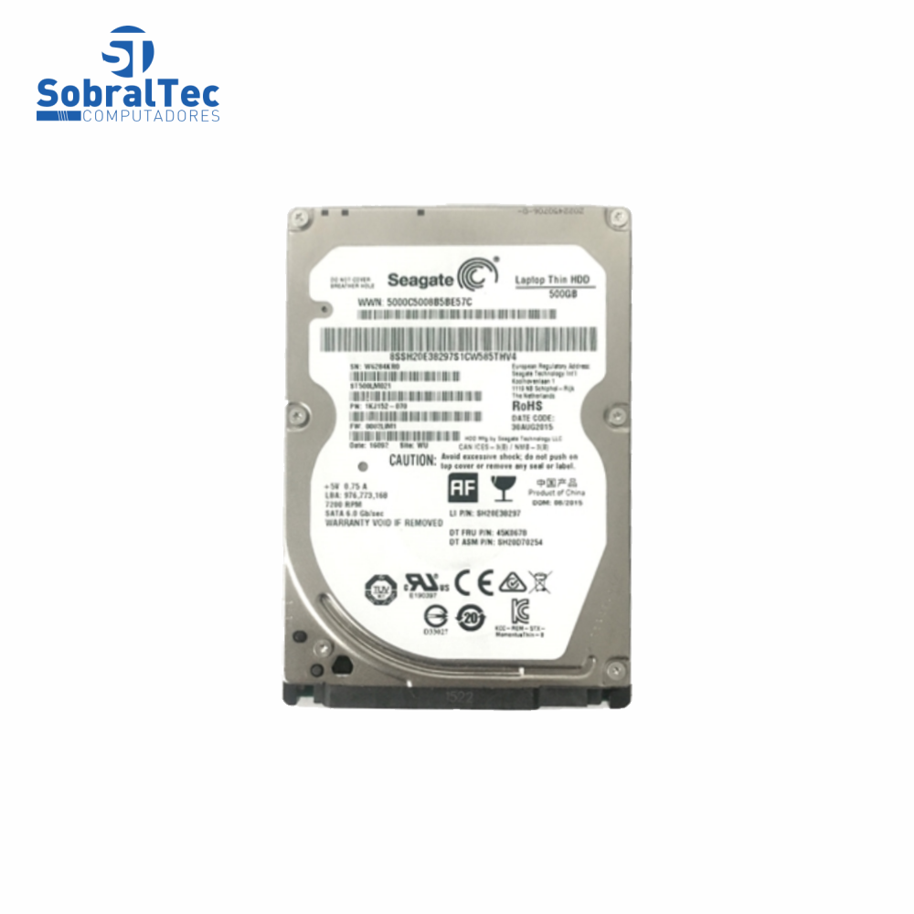 HD Interno Para Notebook 500Gb SATA 3 2.5 Seagate ST500LM021 PULL