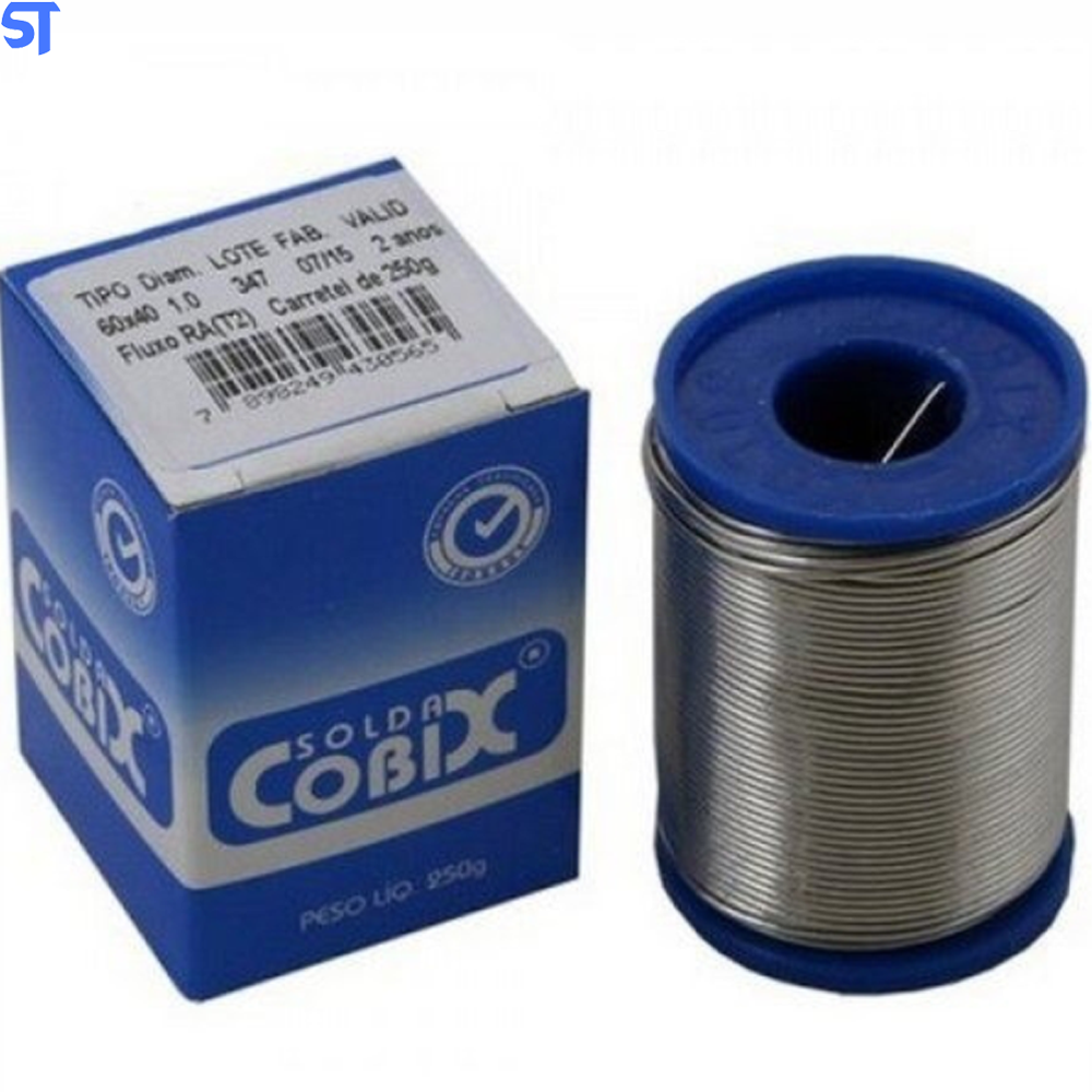 Solda Em Fio Estanho 1mm 60x40 Com Fluxo Cobix - Rolo 250g