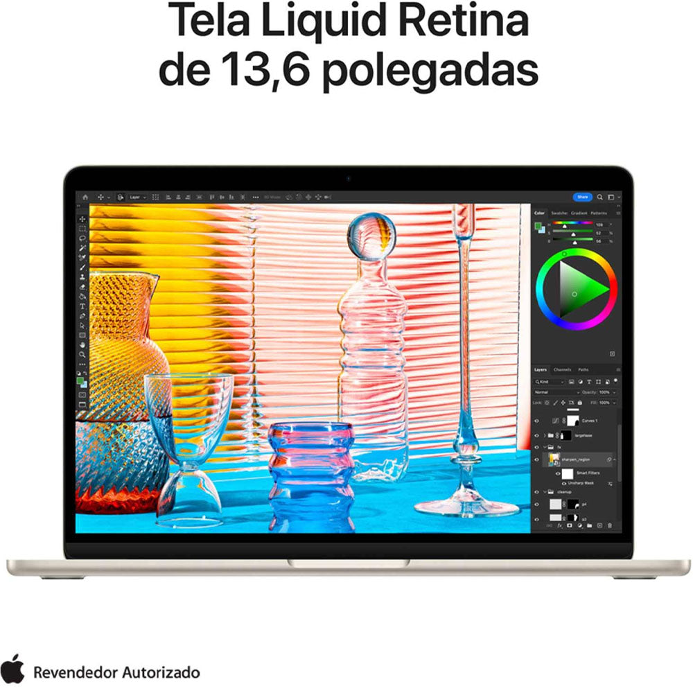 Notebook Apple MacBook Air MLY33BZ  256 GB SSD Tela 13.6  Chip M2 CPU Oito Núcleos e GPU Oito Núcleos, -  Meia Noite