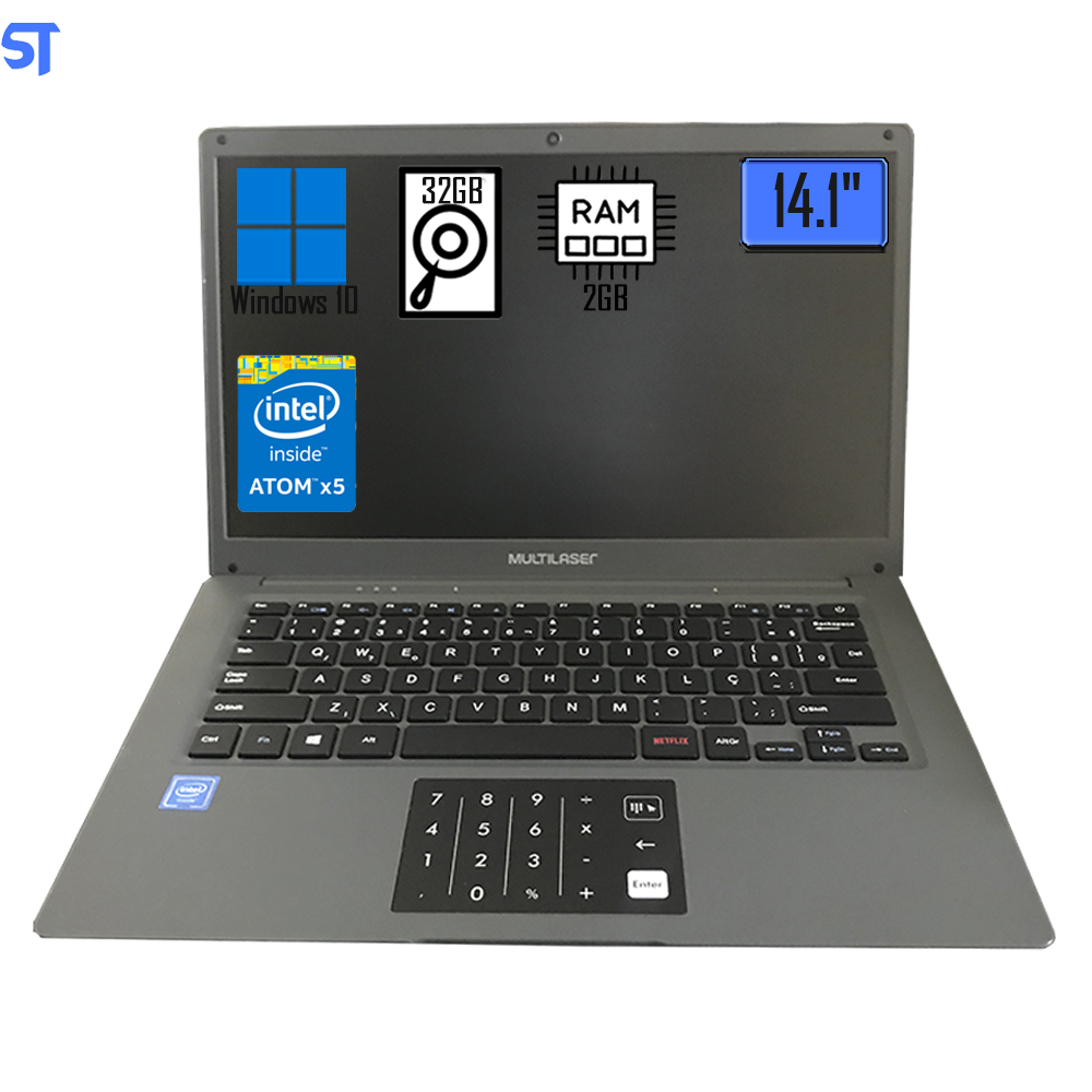 Notebook Multilaser Legacy PC131 - 2GB RAM - HD SSD 32GB - 14.1