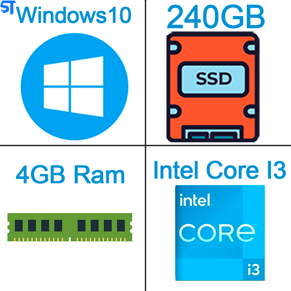 Computador Core i3 10100 Decima Geração - 4GB Memória Ram DDR4- SSD Kingston 240GB-ATX MT-25V2BK