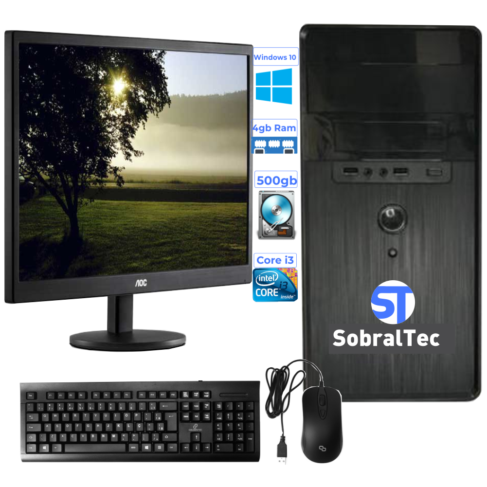 Computador Cpu SobralTec Core i3-3220 Hd 500Gb Memória 4Gb Configurável