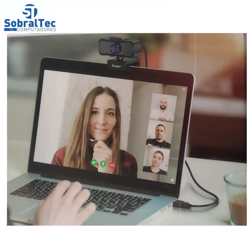 WebCam Prostream Essager 2K 1080p 3D Denosing  Com Microfone