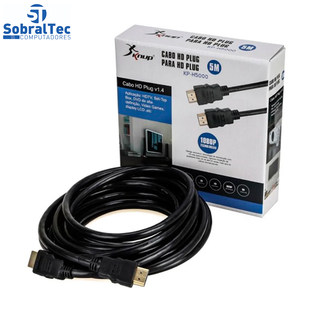 Cabo HDMI Para HDMI 5 Metros Knup KP-H5000-5M