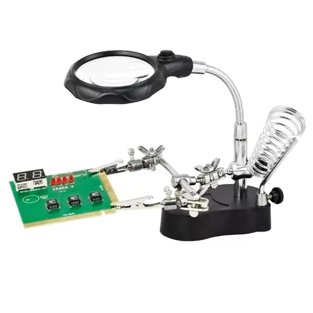 Lupa De Mesa Bancada Multi-função Com Suporte e Garras Te-801-03193