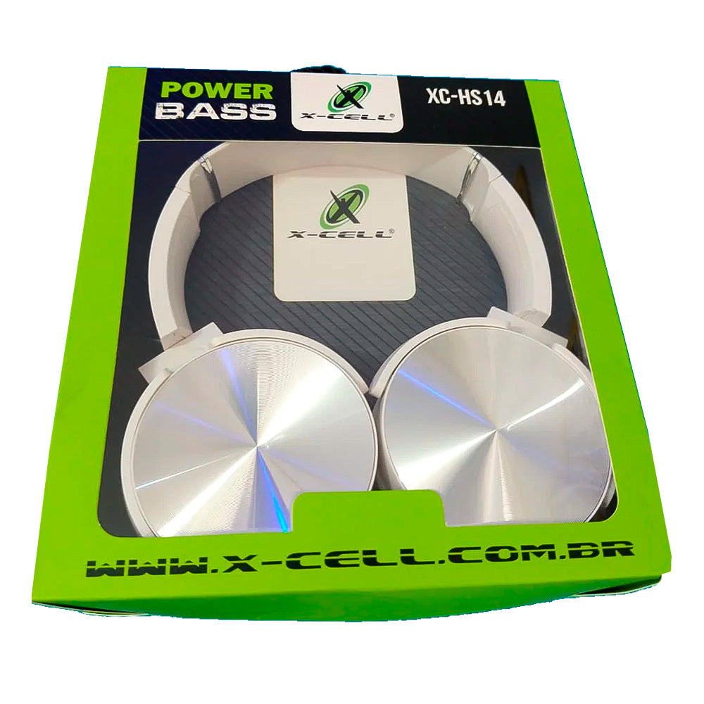 Fone de Ouvido Multímidia Headphone X-CELL Power Bass 1,5m Plug P2 XC-HS 14 - Branco