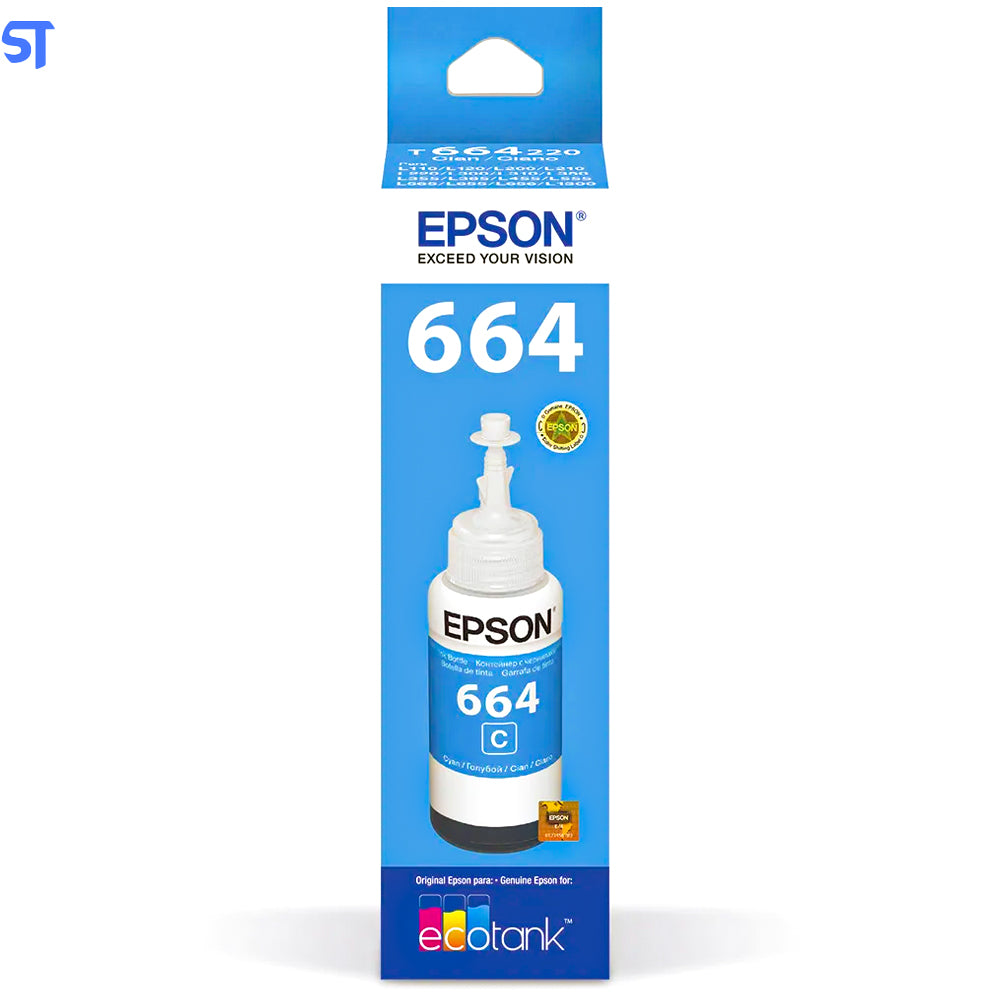 Refil de Tinta Epson 664 Azul T664220 AL Original - Rende até 6.500 Paginas Para Ecotank L110 / á L395 / L495