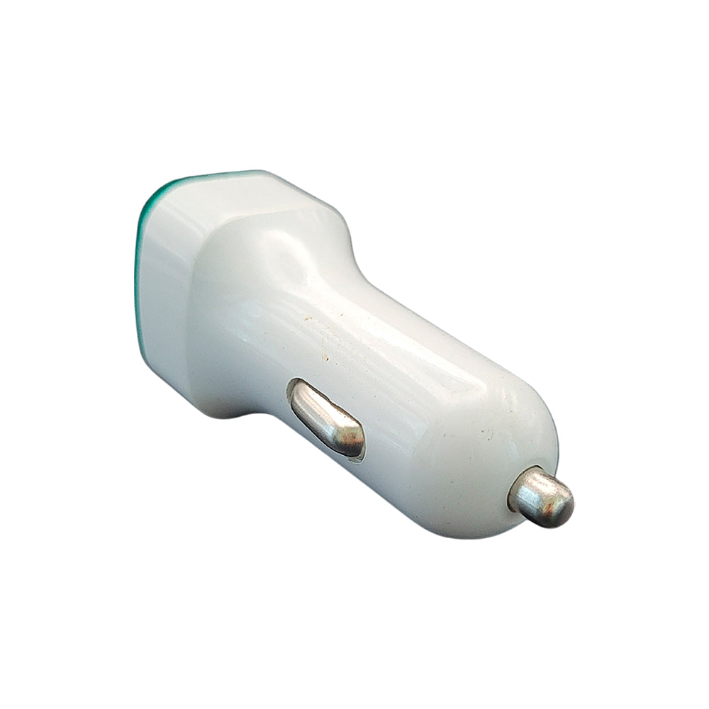 Carregador Veicular Fast Charging Com Duas Portas USB 2.1A/ 1.0A - Branco / Verde Escuro