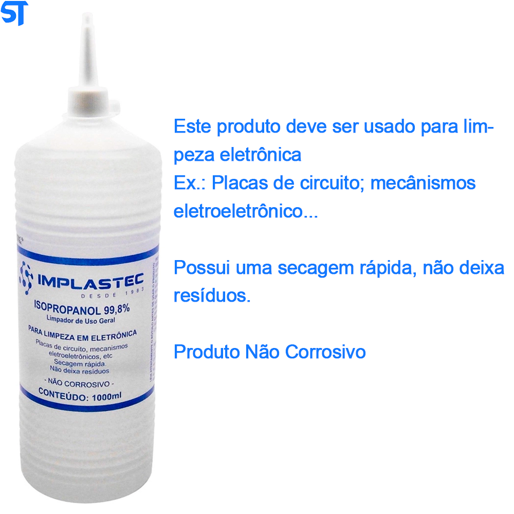 Álcool Isopropílico 99,8% Isopropanol Implastec Garrafa 1 Litro