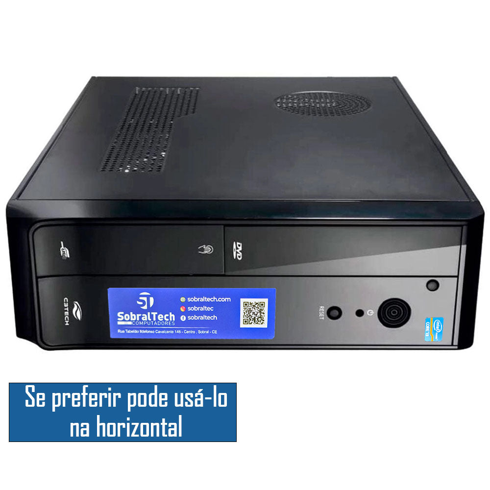 Mini Computador Horizontal e Vertical Micro ATX Slim Core I3- 3220,  Memória 8GB, SSD 120GB - Gabinete Slim