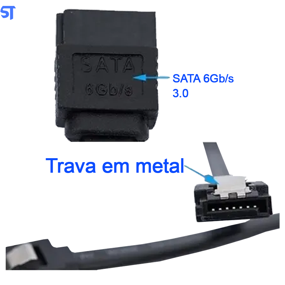 Cabo De Dados Sata Para HD 3.0 6 Gb/s Preto