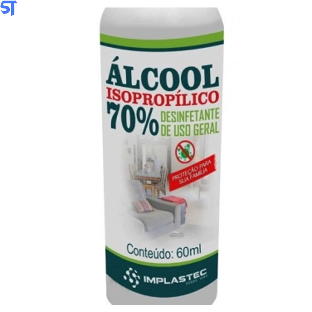 Spray Álcool Isopropílico 70% Pump 60ml Implastec Uso Geral