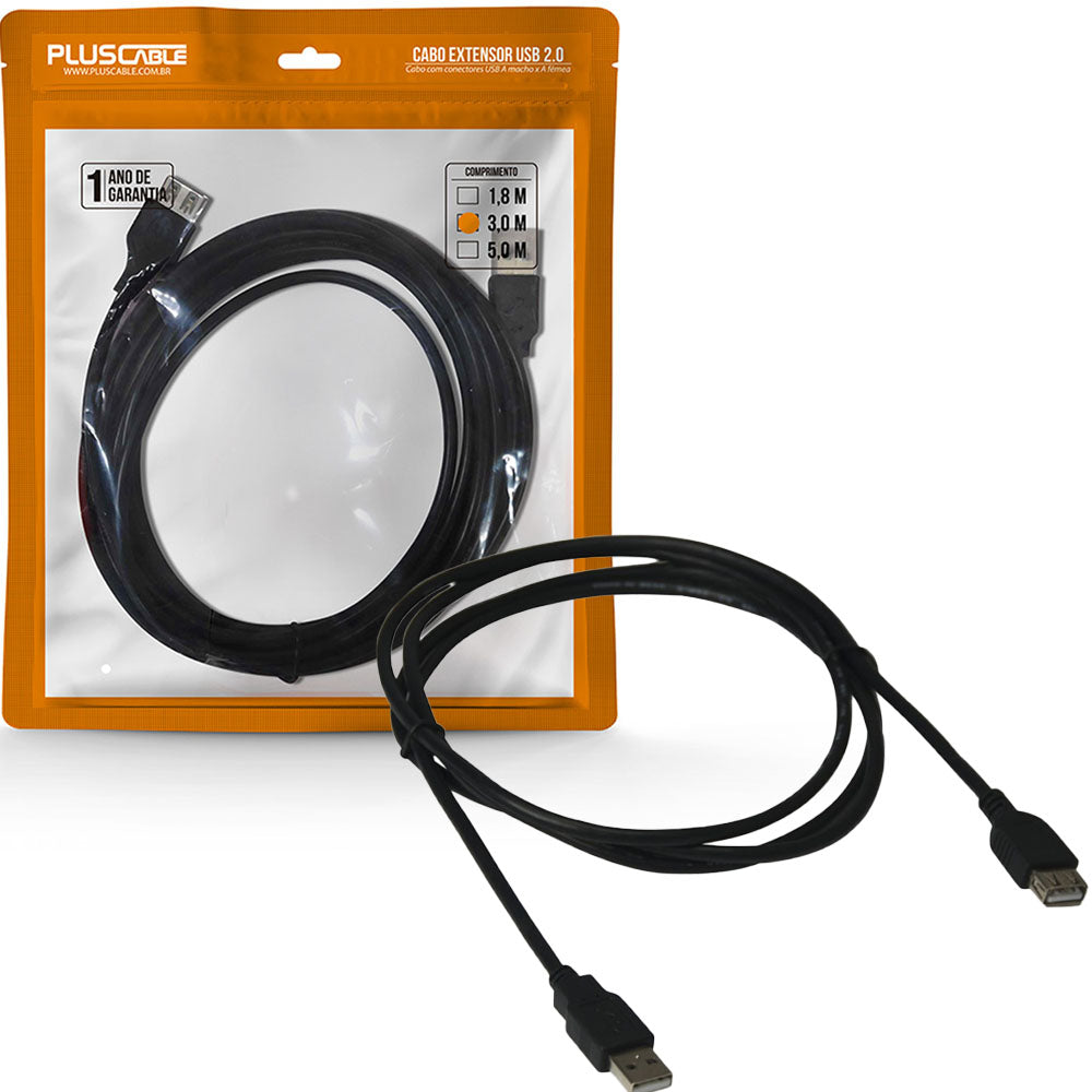 Cabo Extensor USB 2.0 AM Para AF 3.0M PC-USB 3002