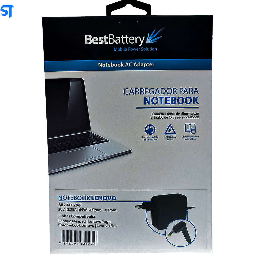 Fonte Carregador Notebook Lenovo IDEAPAD 20V 65W 3.25A Pino (4.0mm x 1.7mm)