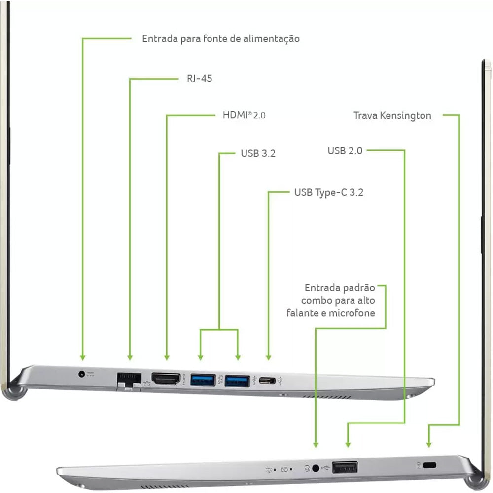 Notebook Acer Aspire 5 A514-54-385S - Prata - Intel Core i3-1115G4 - RAM 4GB - SSD 256GB - Tela 14