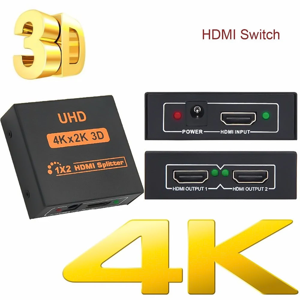 Switch Duplicador Splitter Hdmi 1 Entrada X 2 Saidas Divisor 4K 1.4 3D Hub