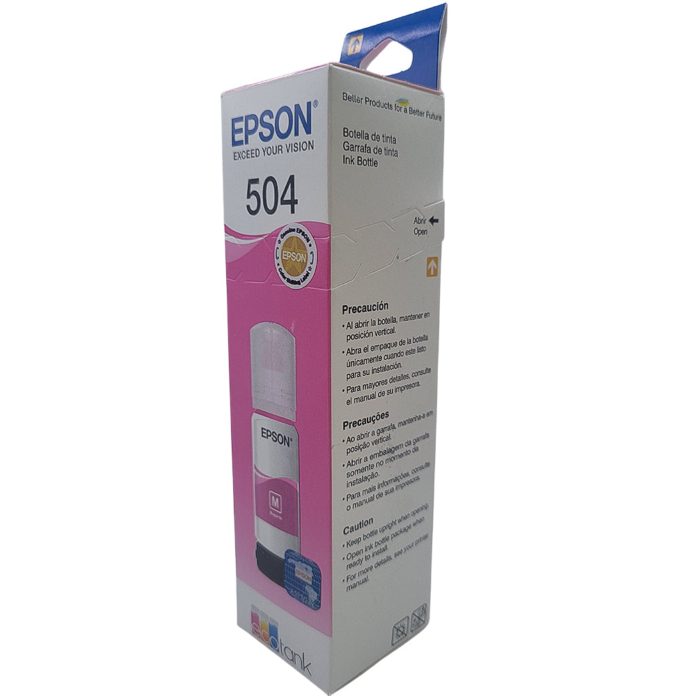 Refil de Tinta Epson Corante 504/544 Magenta 70ML Para Ecotank L4150 / L4160 / L4260 / L6171 / L6161 / L