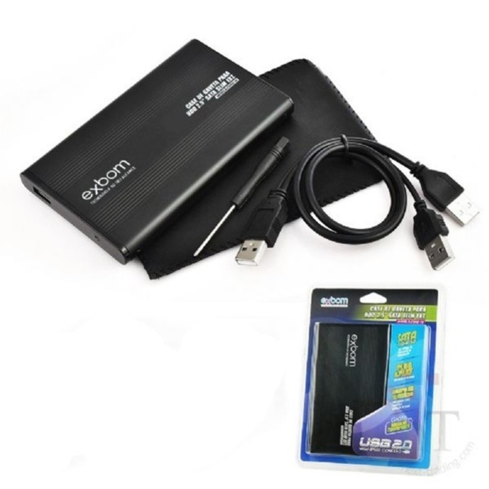Case de Gaveta Para HD 2,5 USB 2.0 Externo Slim EXBOM CGHD10