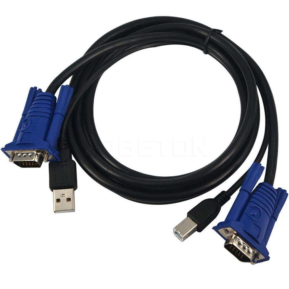 Cabo para KVM 2 em 1 , 2 VGA Macho, 1 USB Tipo B e 1 USB Tipo A Com 1,5 MT