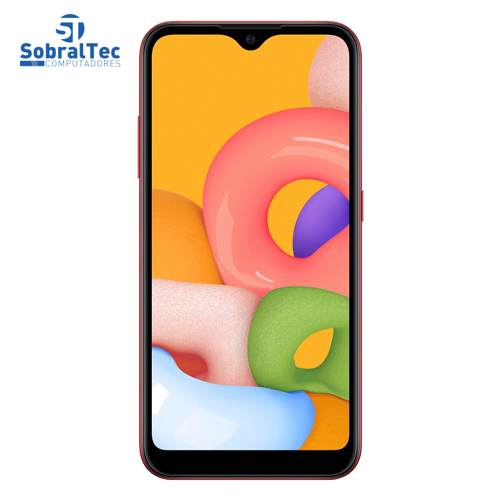 Smartphone Samsung Galaxy A01 Vermelho 32GB, Tela Infinita de 5.7", Câmera Traseira Dupla, Android 10.0, Dual Chip e Pro
