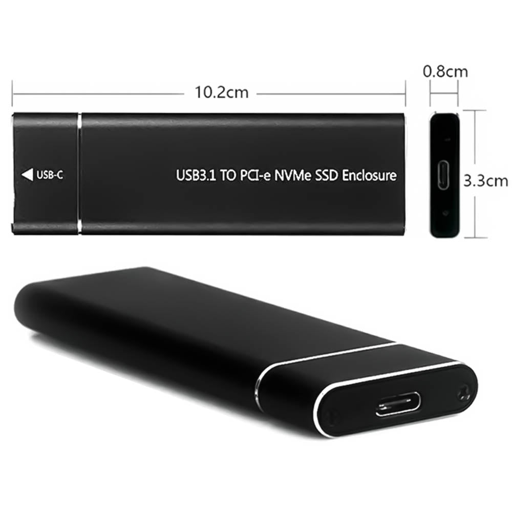 Case Externa Portatíl Para HD SSD M.2 Nvme USB 3.1 Em Alumínio Com Adaptador USB-C - SHL-R320