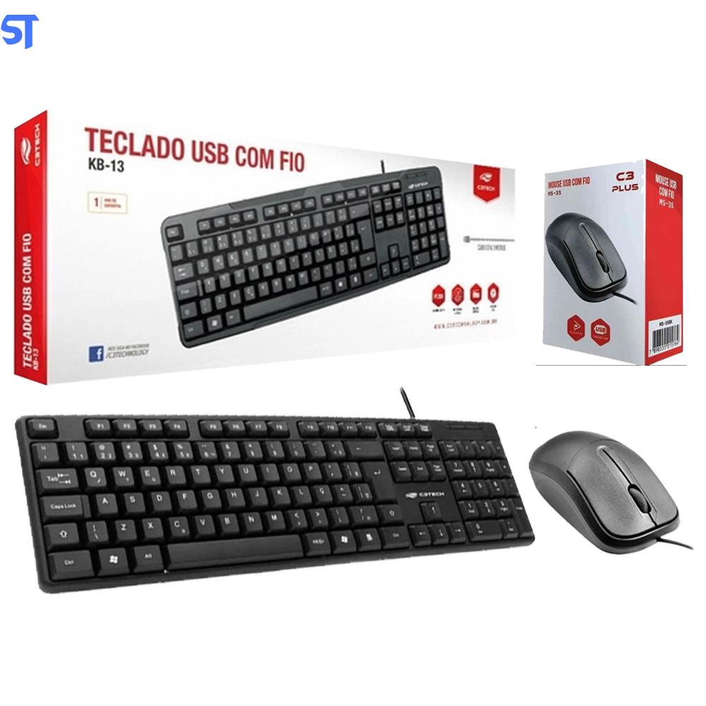 Kit Teclado e Mouse USB ( MS-35bk+ KB-15bk) C3Plus
