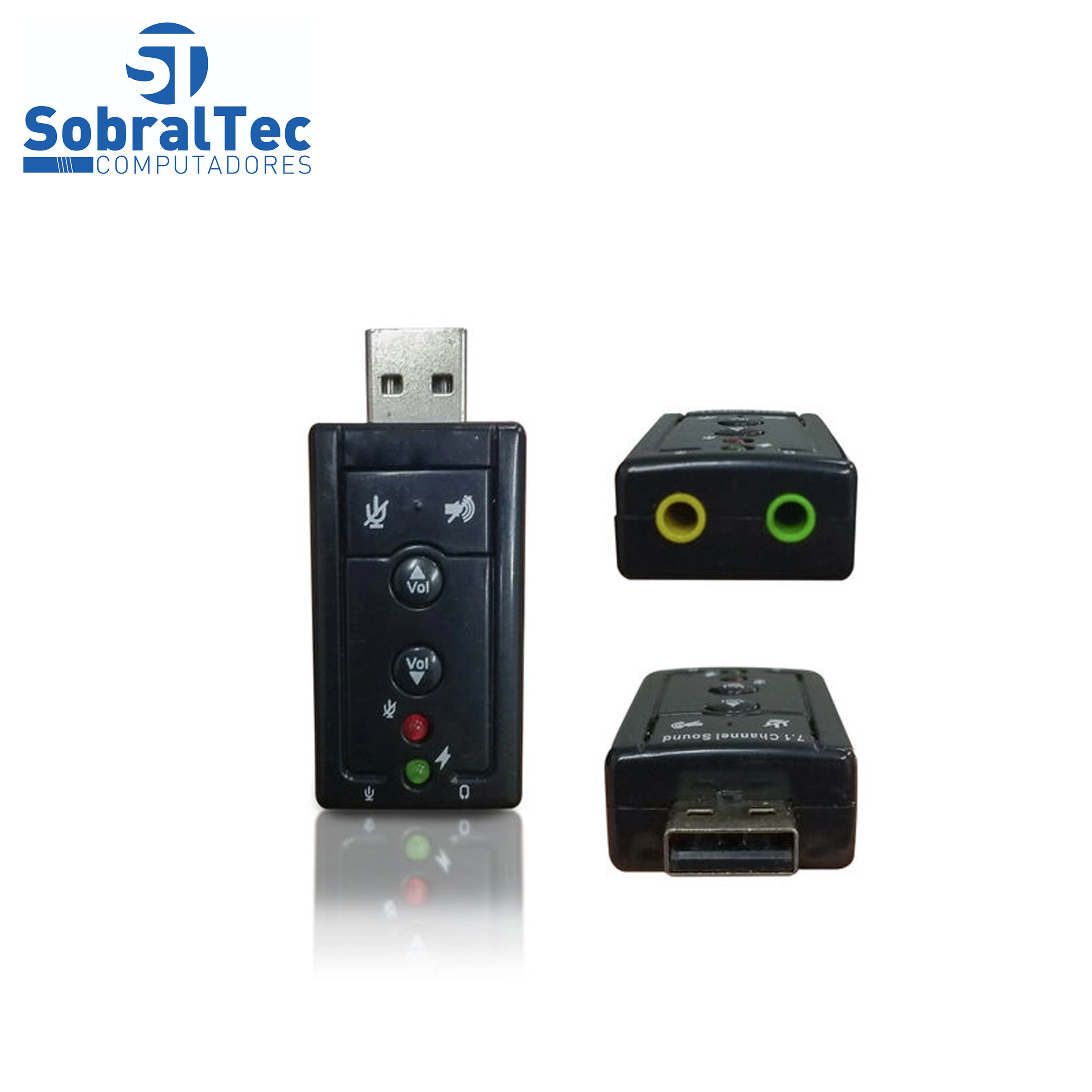 Adaptador Usb a Macho x Audio e Fone Preto