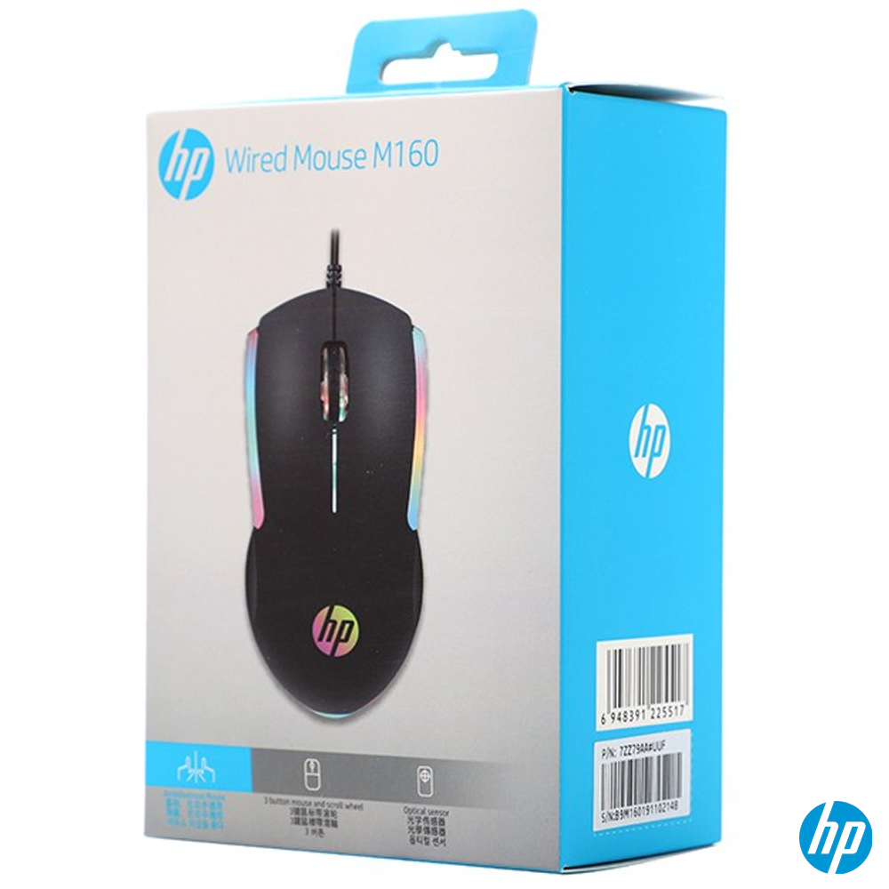 Mouse Gamer HP M160 com 1.000 Dpi RGB LED - Preto