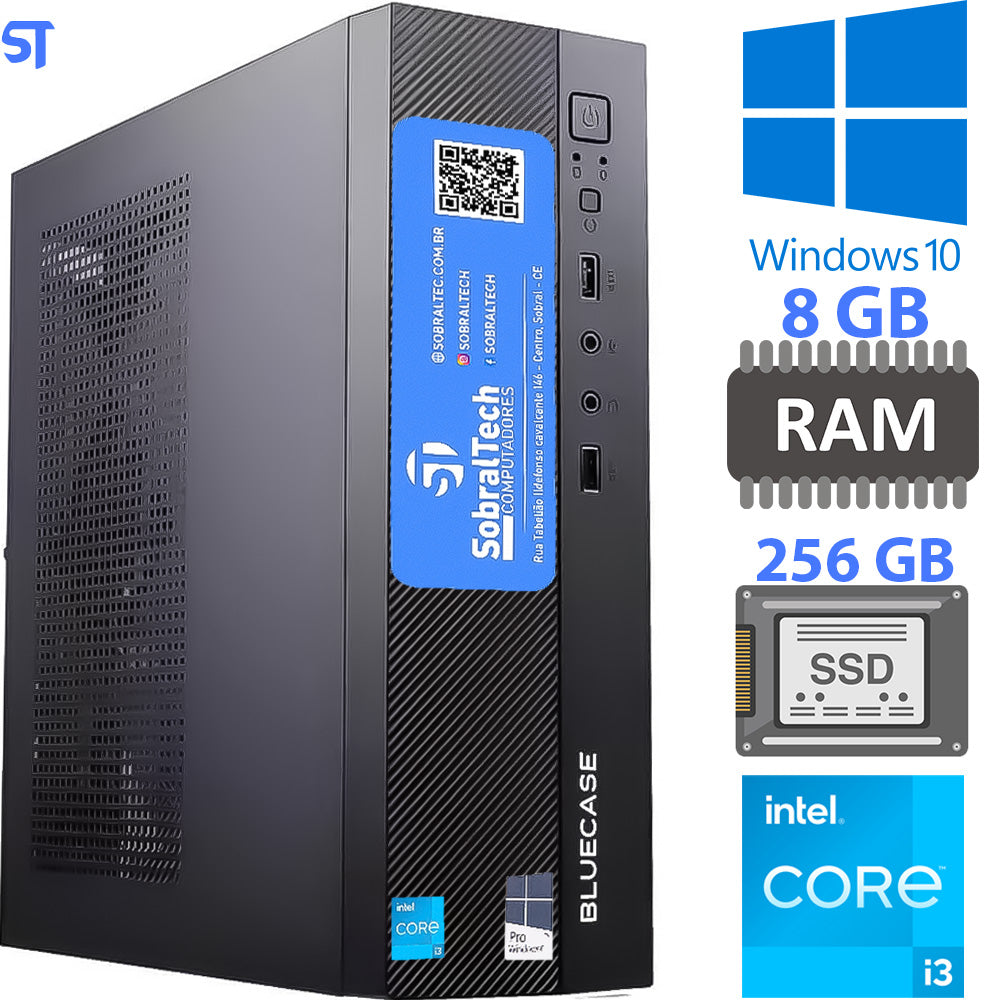 Computador Mini Micro ATX Slim Core I3- 3th 3220,  Memória 8GB, SSD 256GB - Vertical e Horizontal / MINI-ITX