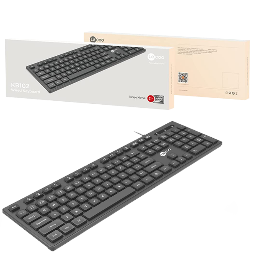 Teclado USB Preto ABNT Lenovo Lecoo KB102