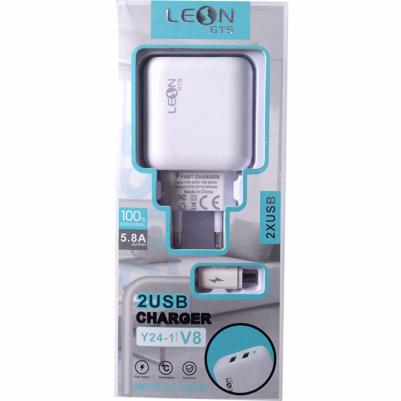 Carregador Turbo 5.8a Leon gts y24-1 Micro Usb V8