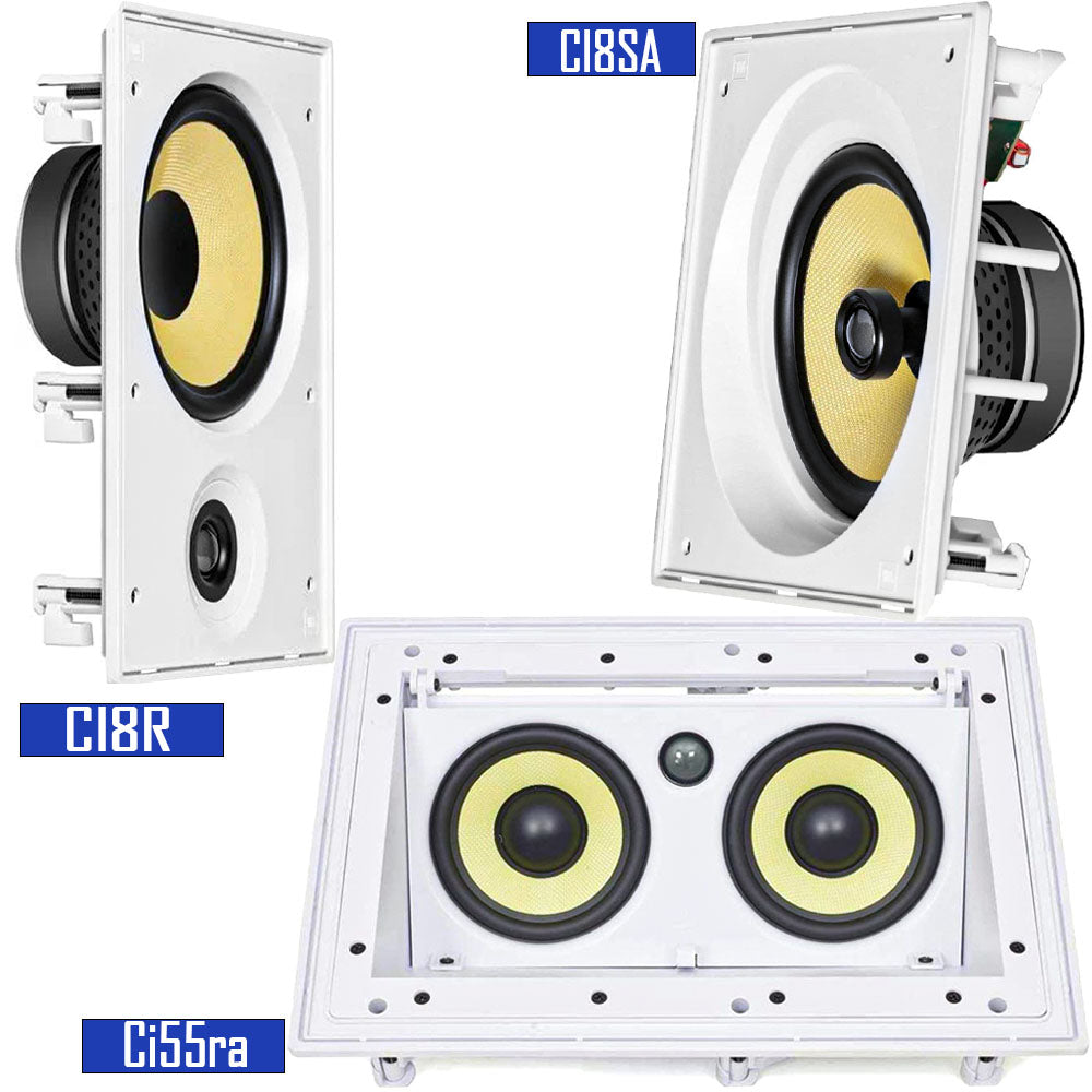 Sistema de Som Ambiente para Embutir JBL by Harman Com 3 Caixas de Som - Ci8r, Ci55ra, Ci8sa