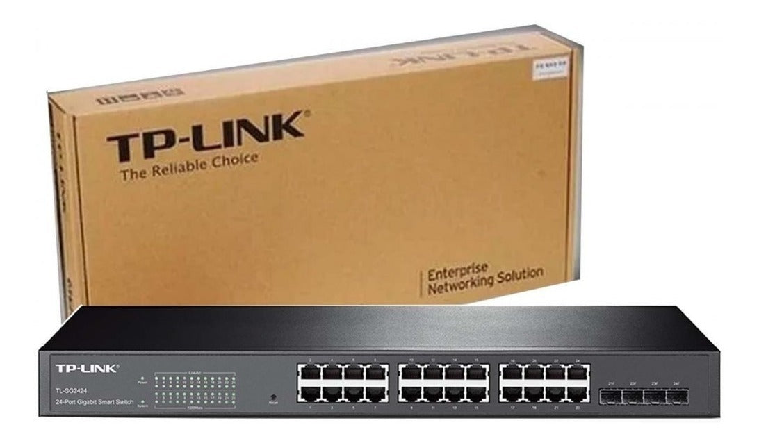 Switch Gigabit 24 Portas Tp-Link Hub T1600G-28ts TL-SG2424- 4 Slots 56gbps