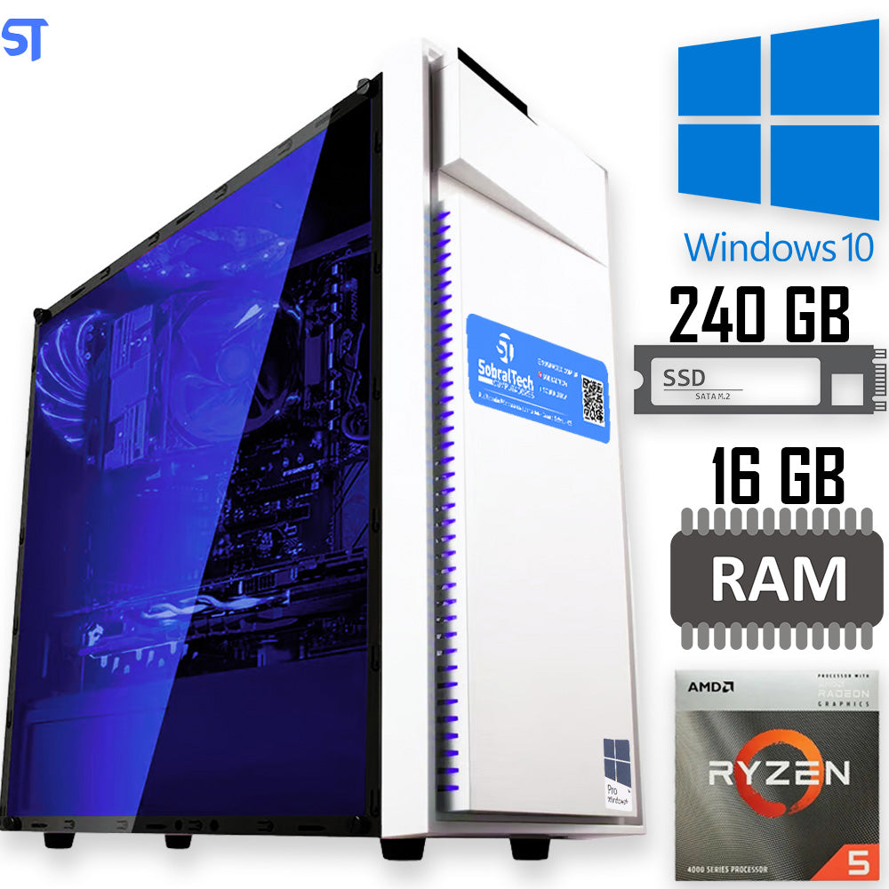 Computador Gamer Ryzen 5 4600G 3.7GHz- HD M2 SATA III 240GB -Memoria 16GB DDR4 -Fonte Real 500W 80Plus  Windows 10 Pro